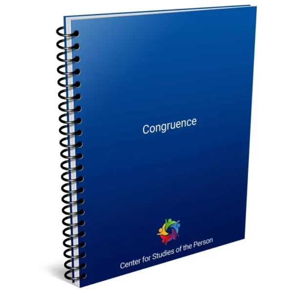 A blue spiral notebook with the word 'Congruence' on it.